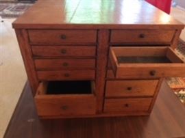 Antique jeweler / watch  maker part box 12 drawers