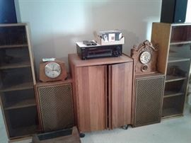 Cd cabinets and stereo system 