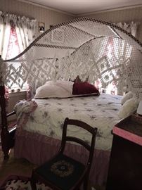 QUEEN CANOPY BED WITH DRAPES