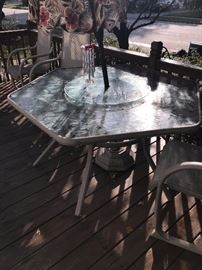 PATIO FURNITURE-TABLE WITH UMBRELLA AND 4 CHAIRS