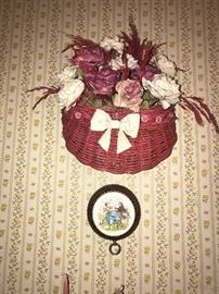 HANGING BASKET WITH FAUX ROSES