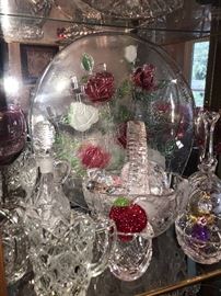 WATERFORD CRYSTAL CREAM AND SUGAR, GALWAY CRYSTAL, CRYSTAL BASKETS, BOWLS AND CRYSTAL STEMWARE