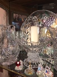 WATERFORD CRYSTAL CREAM AND SUGAR, GALWAY CRYSTAL, CRYSTAL BASKETS, BOWLS AND CRYSTAL STEMWARE