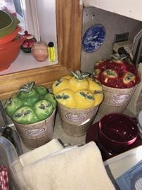 COUNTRY APPLE JARS FOR SUGAR, FLOUR, COOKIES