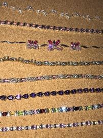 NATURAL GEM-STONE STERLING SILVER BRACELETS
