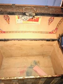 ANTIQUE VICTORIAN CIRCA 1800S KAUFMANN & STRAUSS METAL AND WOOD TRUNK CHEST