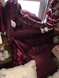 BURGUNDY RUFFLED PILLOWS