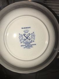 STAFFORDSHIRE BLUE BROOK HAND-ENGRAVED CHINA SET