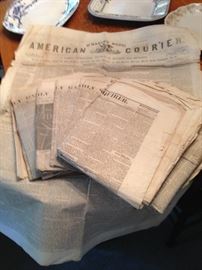 Ephemera - Newspapers 1859 +  American Courier, The Piqua Enquirer,  The Presbyterian Banner,  The Dollar Newspaper, The Lancaster Intelligencer, The Miami Helmet, Cincinnati Daily Gazette