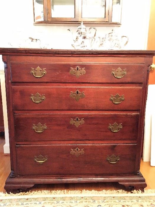 18th century walnut chippendale chest of drawers LOT 13