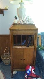 old victrola converted to a cabinet