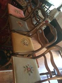Embroidered Chair Pads on Carved Fruitwood