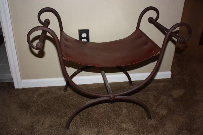 Leather swag vanity chair