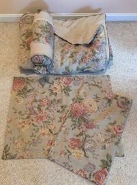 Custom dbl bed skirt, pillow shams and coverlet