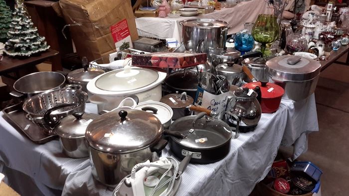 Kitchenware- pots,pans,baking pans,crock pot,roasting pans , irons .