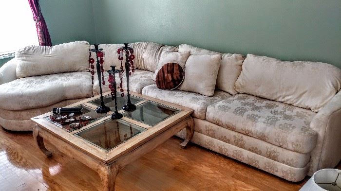 Sectional sofa with chow leg coffee table and end table