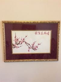 Framed Cross Stitch Cherry Blossom