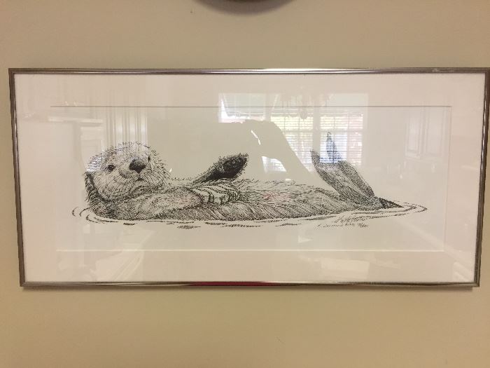 Framed Otter Art~K. Jacobson 1998