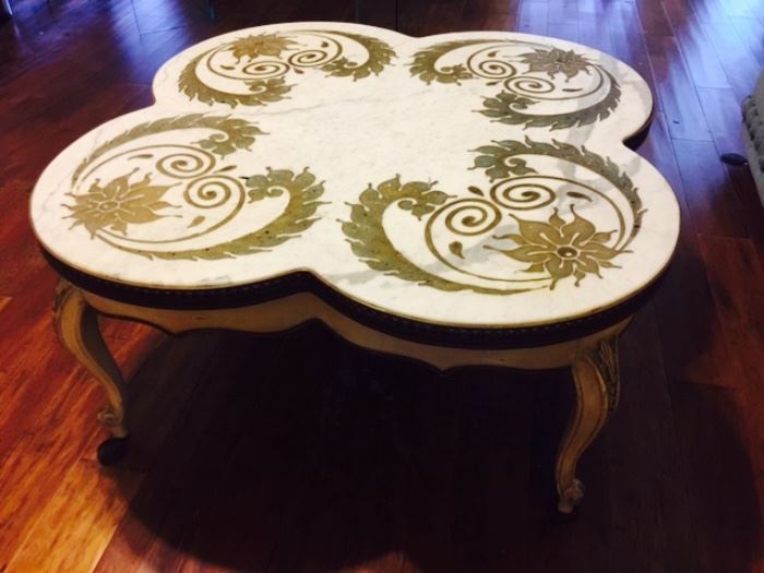 HEAVY!!  Inlaid Marble Coffee Table