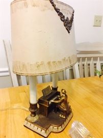 Antique Spelter Piano Lamp