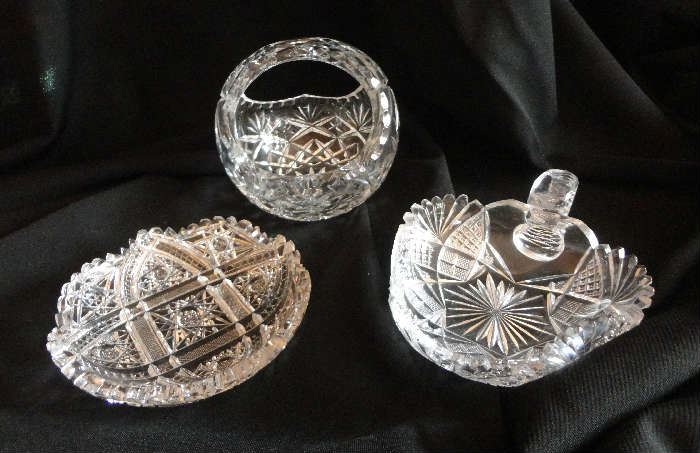 Several cut glass dishes and bowls - gorgeous!