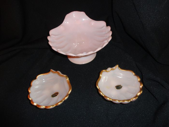 Three matching Tuscan shell dishes - two with original labels.
