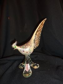 Beautiful Italian glass and bejeweled bird.