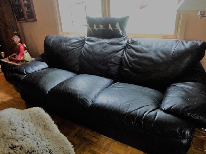 Full size three seat leather sofa - good condition with matching loveseat