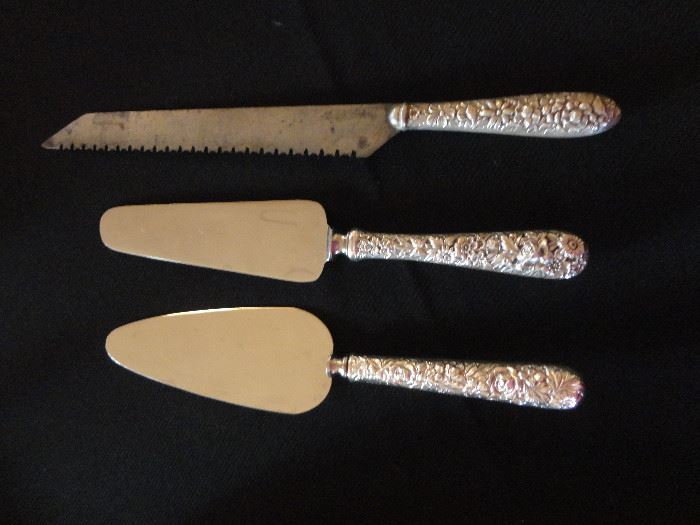 Three Kirk sterling silver serving pieces