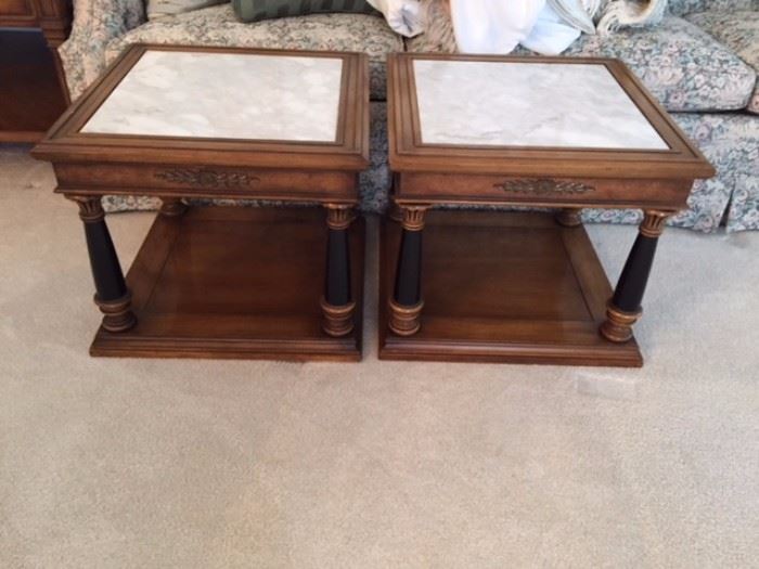 Pair of 1970's Marble Top End Tables.