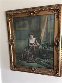 Beautiful vintage print in gilt gesso frame 
