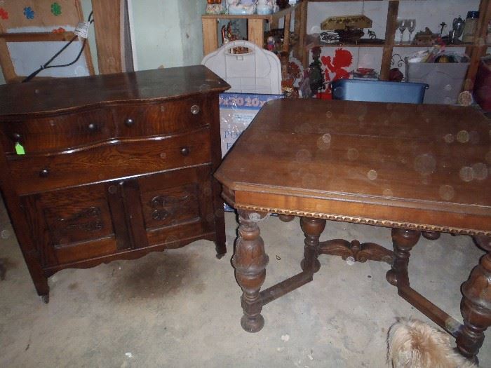 JACOBEAN? BUFFET AND TABLE