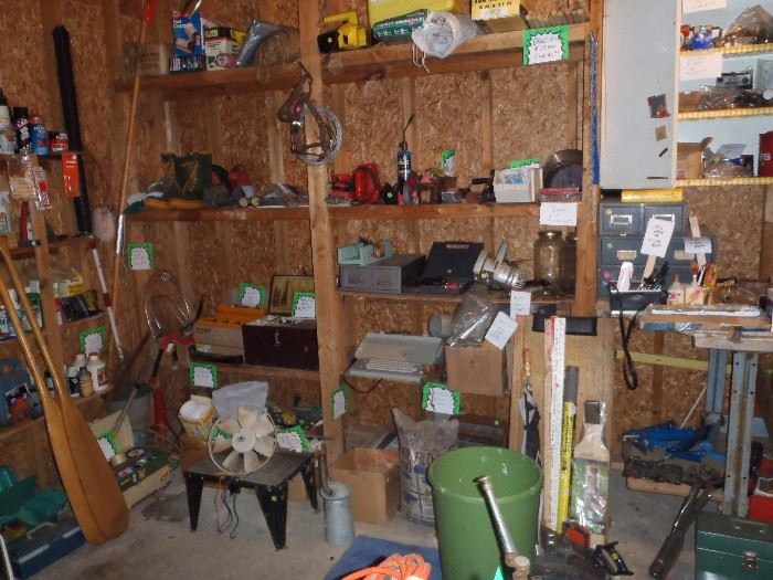 garage goodies, tools,