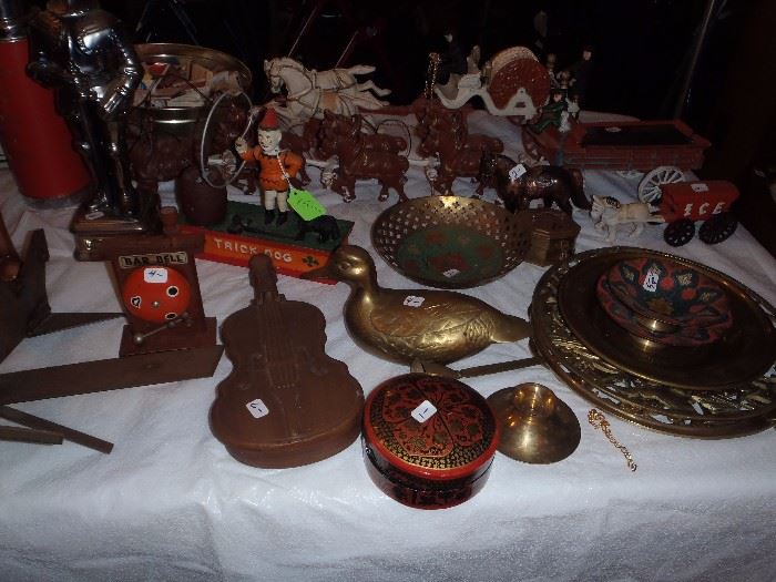 brassware, asian, cast steel antique toys