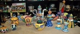 Artist Signed Teapots, Candlesticks...