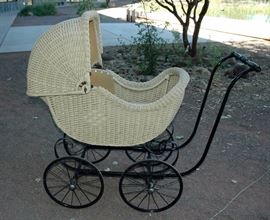 Antique Rattan Baby Carriage