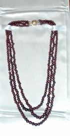 Vintage Triple Strand Garnet Necklace