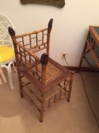 Antique bamboo corner chair