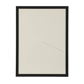 Nicholas Barbieri Incised Paper with Graphite: An incised paper with graphite by Nicholas Barbieri (American, 1942-2013) created in 1981. The work depicts space using raised lines created from incisions made to the paper. Creating an obtuse and an acute angle the work has a simple geometric composition. Signed and dated in graphite to the verso. Presented in a painted black wooden frame under glass.