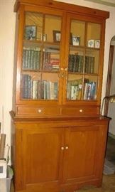 old pine cabinet original glass 