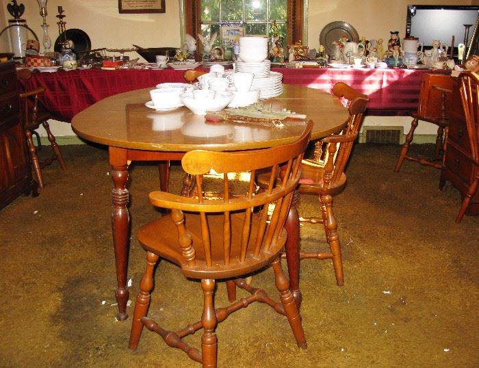 dining room table and chairs, set of china