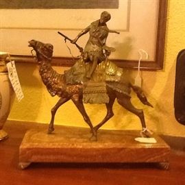 Intricate Antique Statue of Bedouin on Marble Base