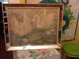 1950's Mirrored Frame with Swans