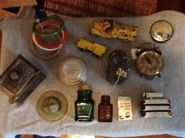 Cast Iron Bank, Cast Iron Truck, Musical Pepsi Lighter, Deco Lighter