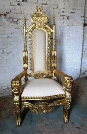 Monumental gilded throne chair