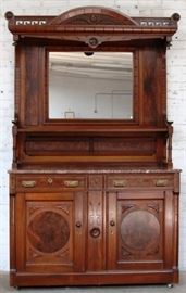 Antique walnut carved buffet