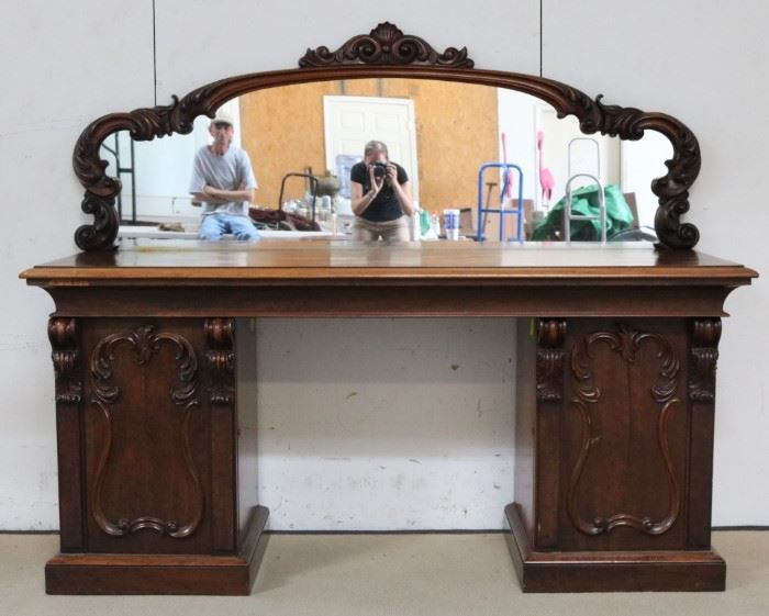 Victorian carved 3 part sideboard