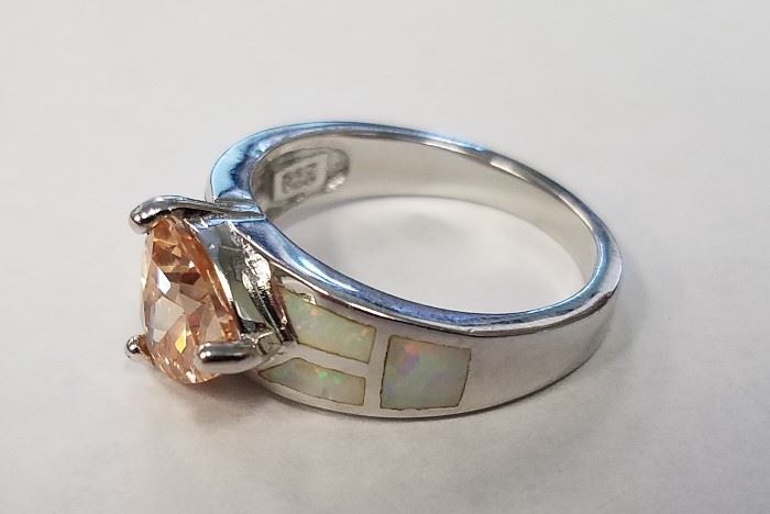 And fire opal sterling ring