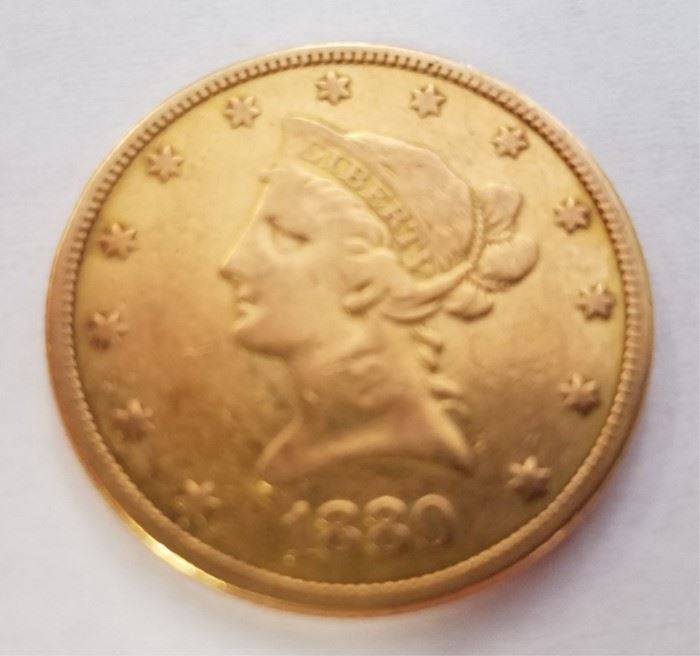 1880 $10 gold piece