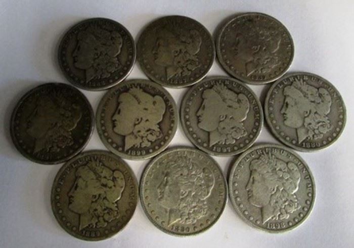 100 Morgan silver dollars